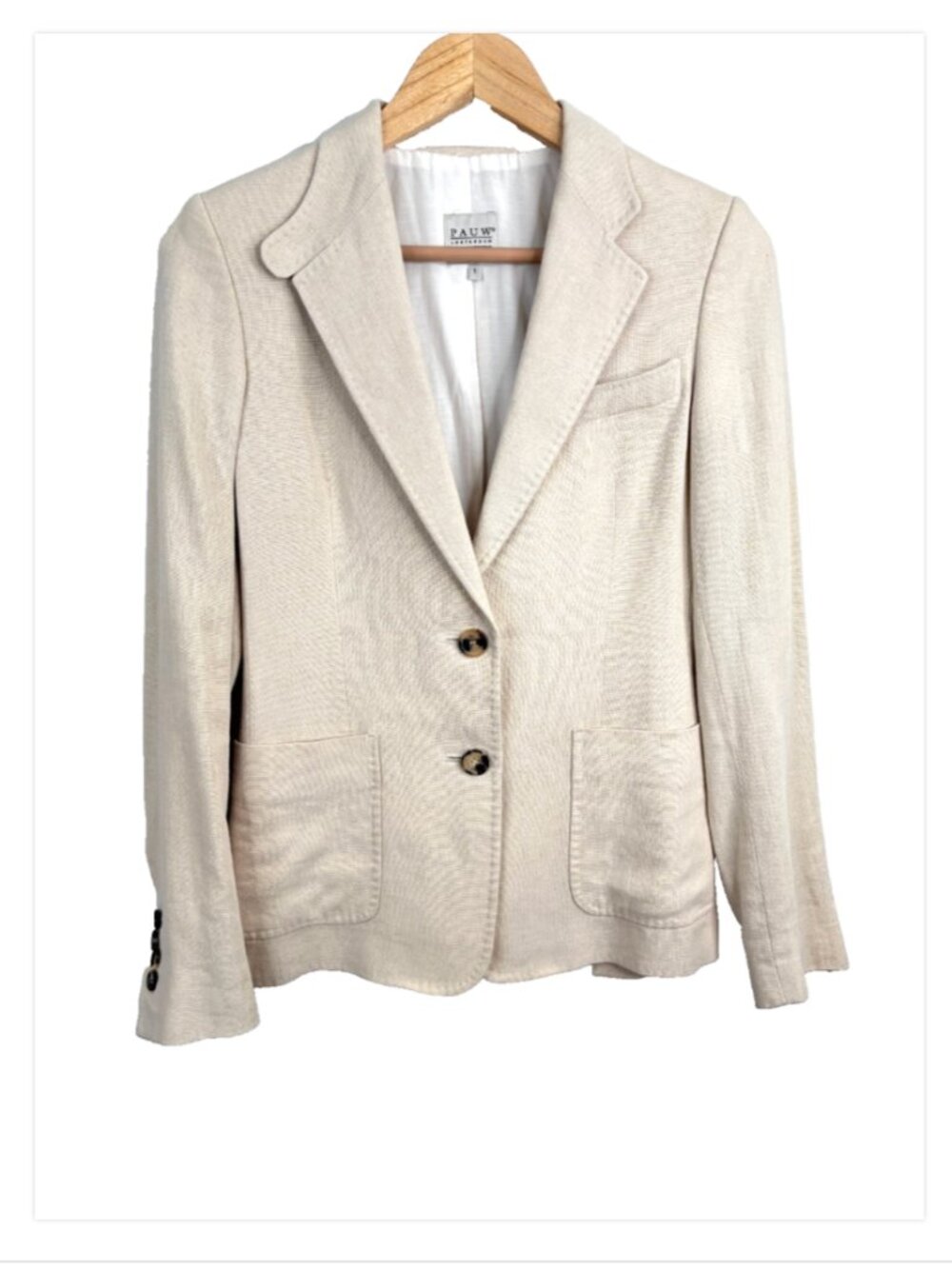 Pauw Amsterdam 100% Linen Beige Blazer Jacket Size 1 Small Minimalist Neutral
